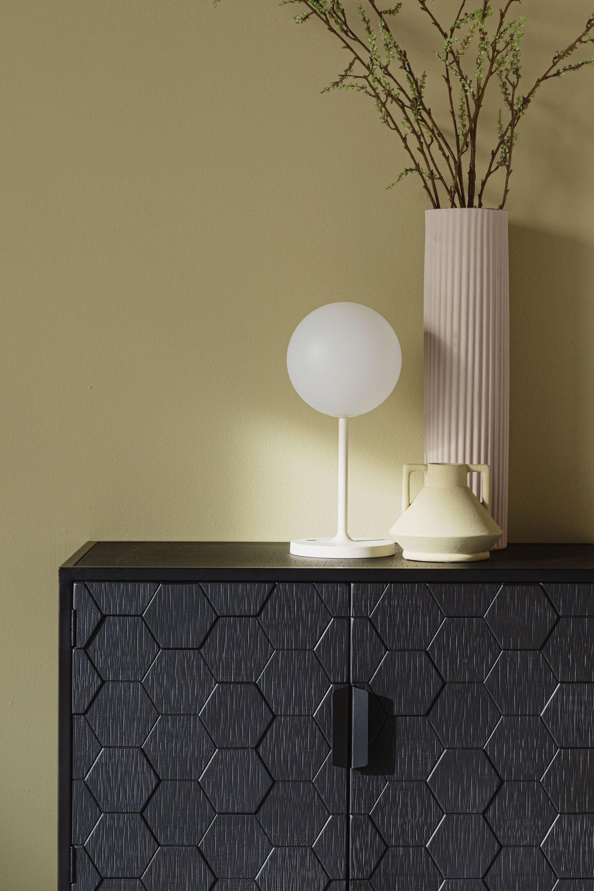 Hub Beige Orb Table Lamp